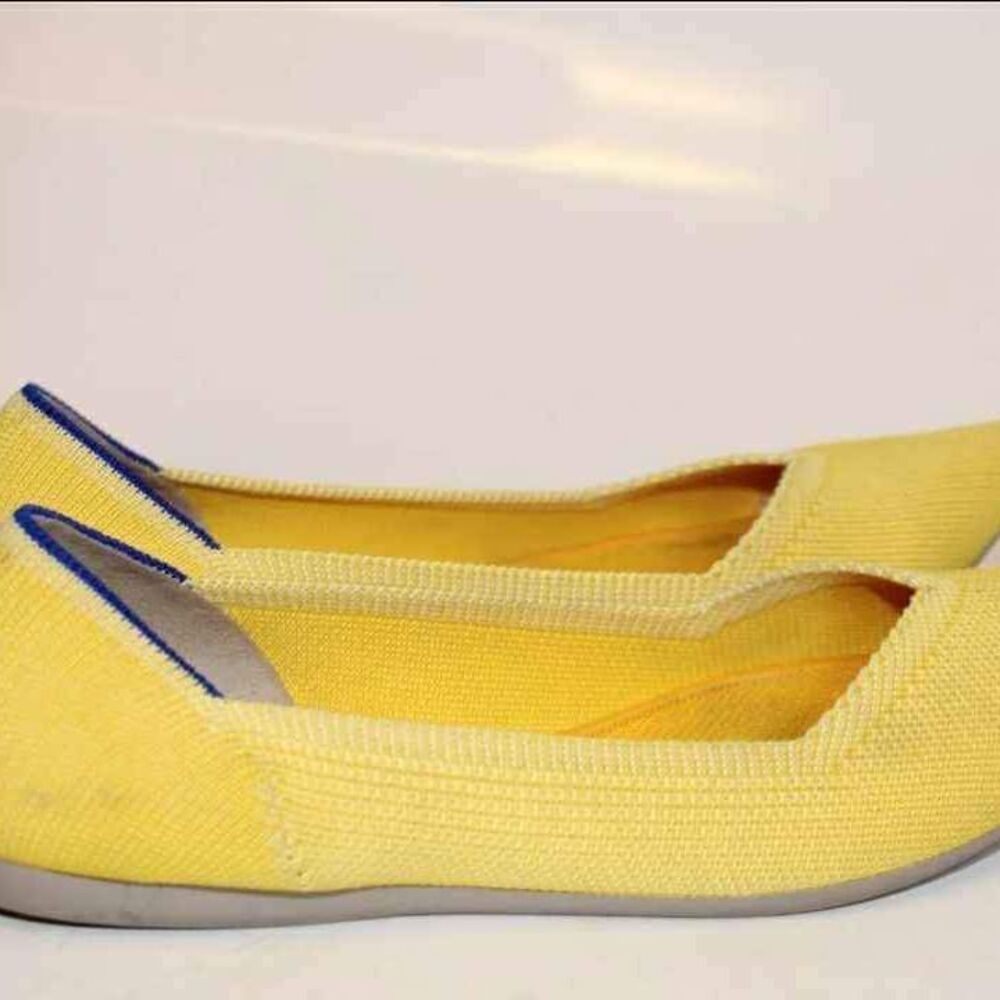 Rothy's Designer The Point Ballet Flats Sunlight Yellow Textile Shoes Size 7 - Picture 3 of 9